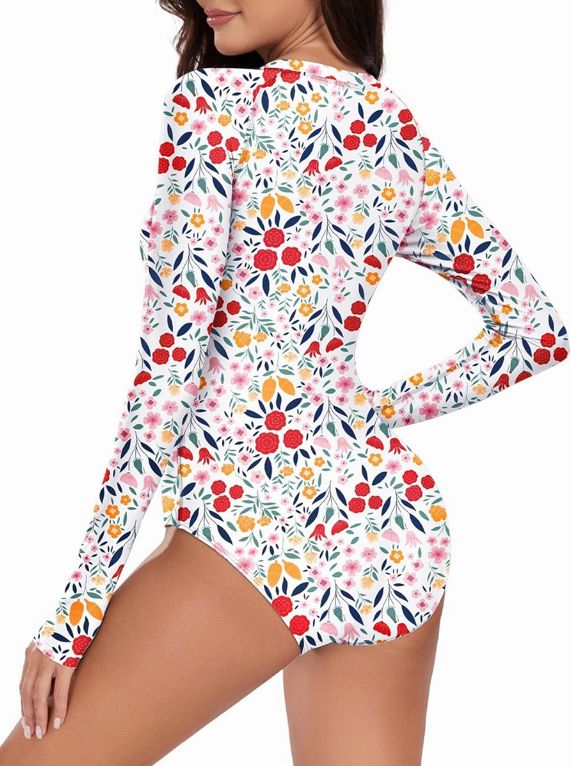 Womens Athletic One Piece Swimsuits Long Sleeve Swimsuit Sports Surfing Swimwear Bathing Suits