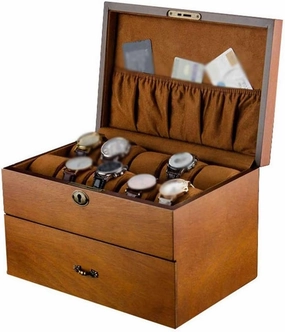Wood Watch Box 20 Slots Mens Watch Display Case Watch Box Organizer for Men Women Jewelry Storage Case