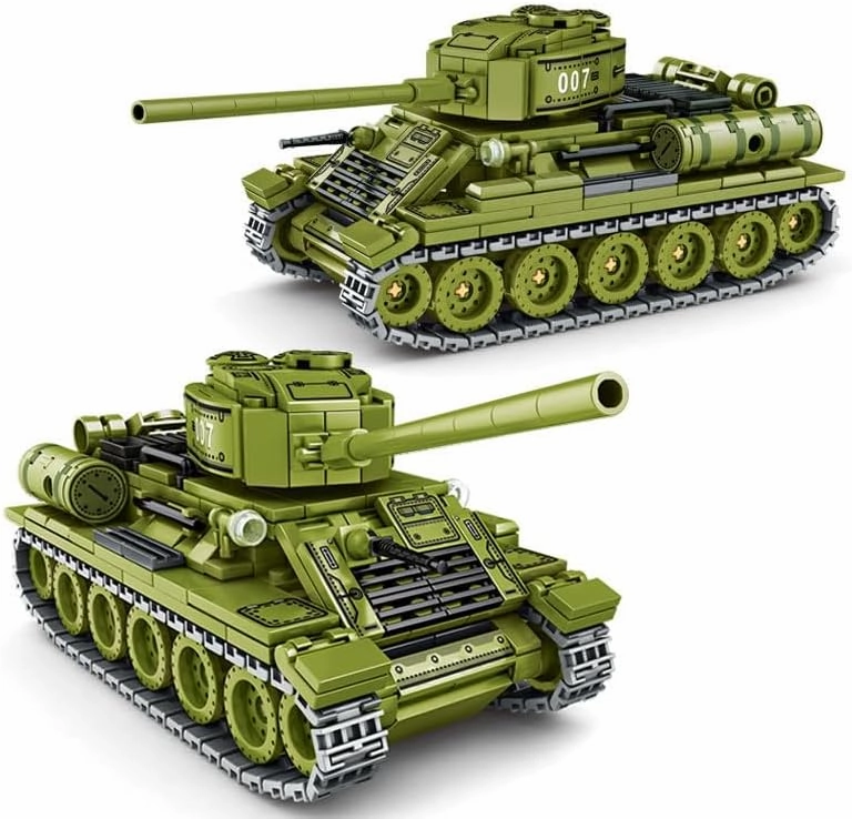 WW2 T34 Tank Building Block Toy Set (506 Blocks) World War 2 Soviet T-34 Army Tank Models Toys Military Building Kit, Great Gifts for Boys Kids Age 6-14