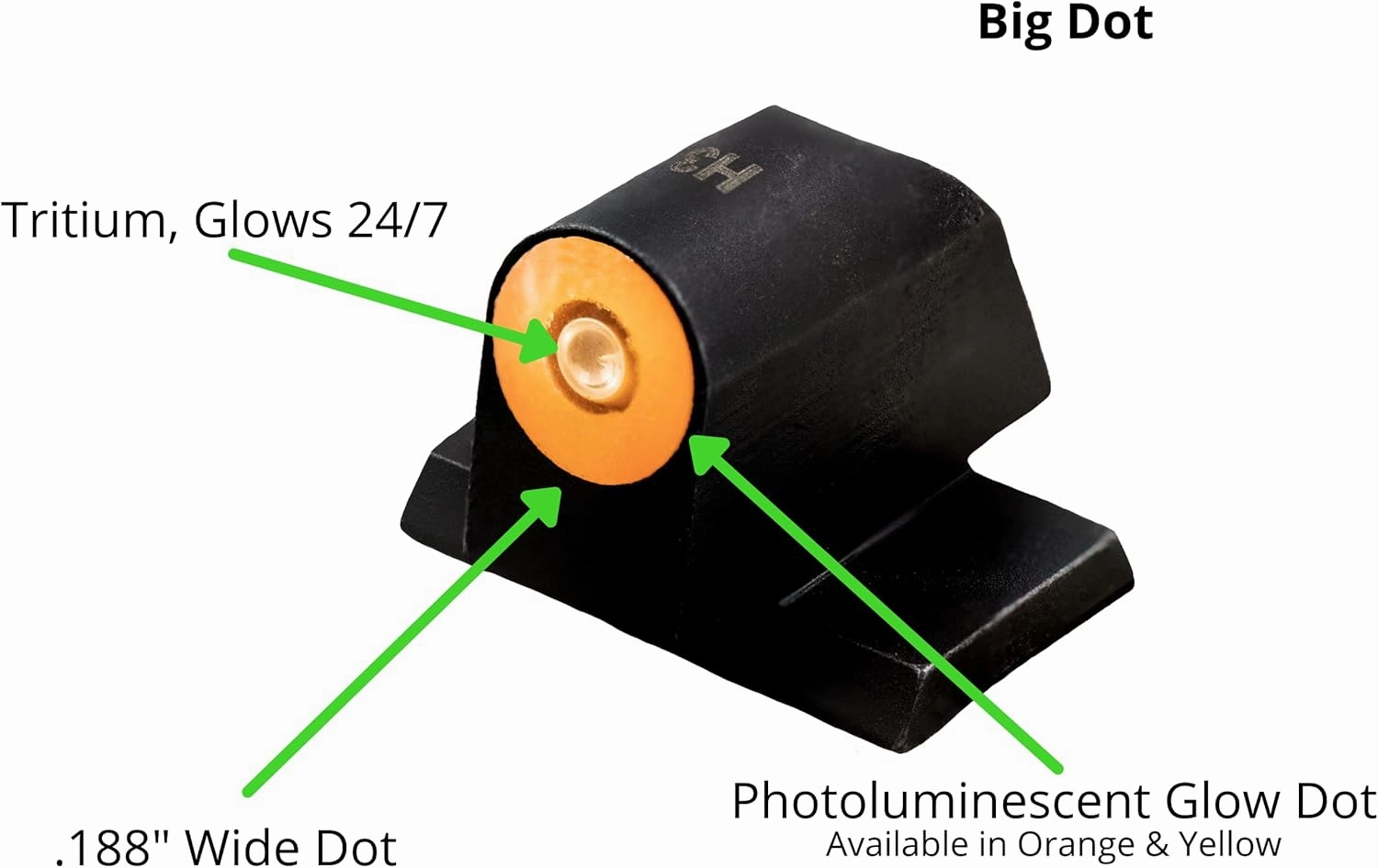 XS SIGHTS New DXT2 Big Dot Tritium Night Sight for S&W Pistols, Fits M&P & M2.0 - Full Size, Compact, Shield Plus, Shield OR, 380 EZ, 9 EZ, and CSX Models