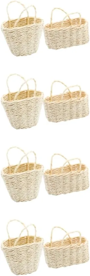 Yardwe 4sets Miniature Basket for Boys and Girls Miniature Doll House Items Small Woven Basket Material Craftsmanship Design 2pcs*4