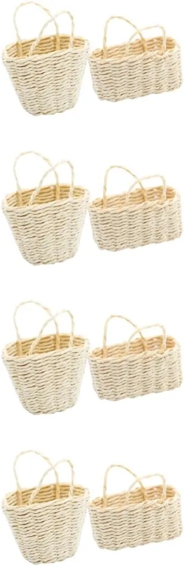 Yardwe 4sets Miniature Basket for Boys and Girls Miniature Doll House Items Small Woven Basket Material Craftsmanship Design 2pcs*4