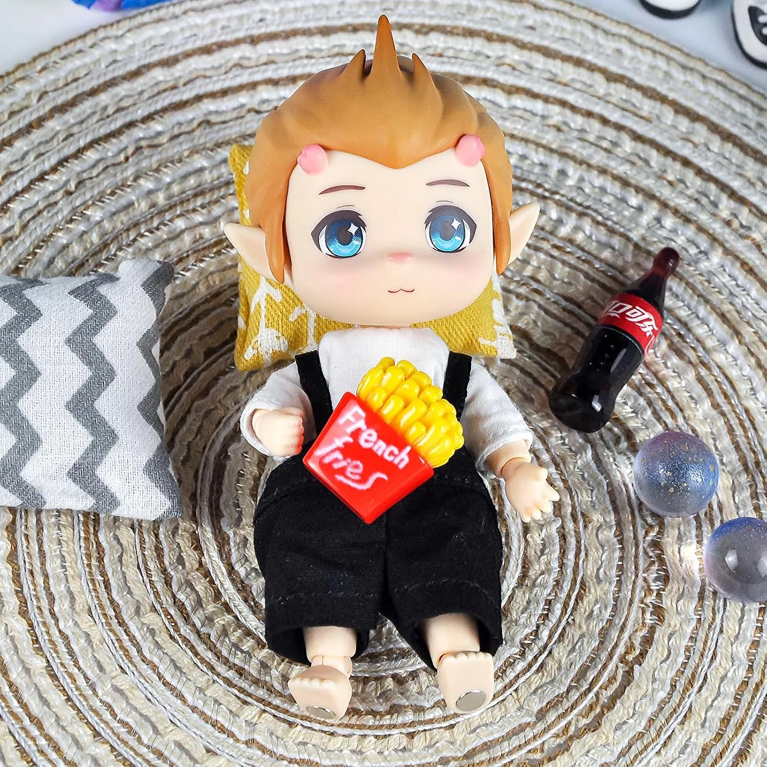 YMY Cute Mini BJD Doll Movable Joint Action Figure Doll （Yellow-Hair）