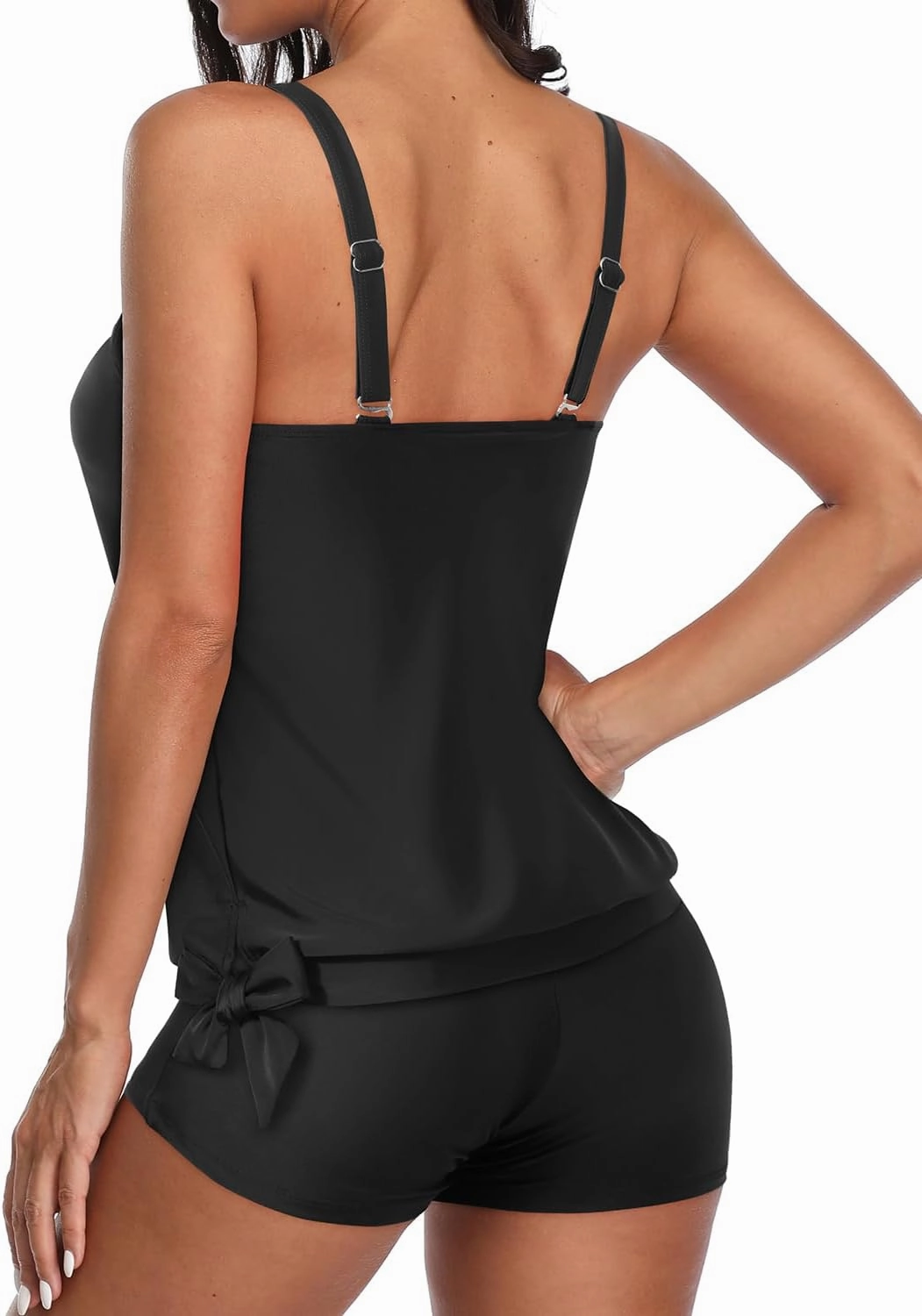 Yonique 2 Piece Swimsuit for Women Blouson Tankini Top with Shorts Tummy Control Bathing Suit