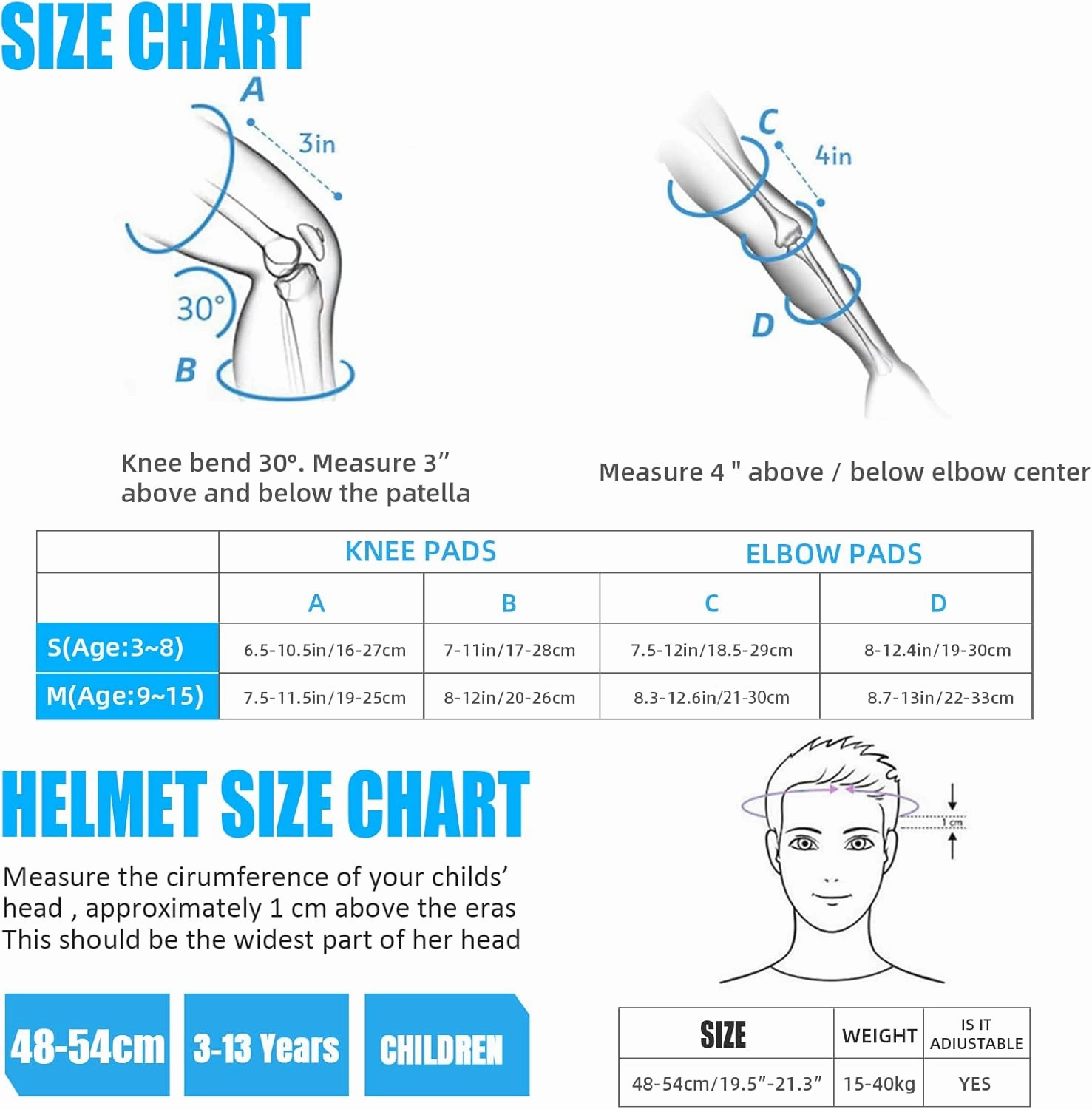 Youth & Kids Rider Helmet and Knee Pads Elbow Pads Wrist Guards Protective Gear Set for 3 -15 Years Child Roller Skating, Scooters, Biking, Inline Skating and Outdoor Extreme Multi-Sports