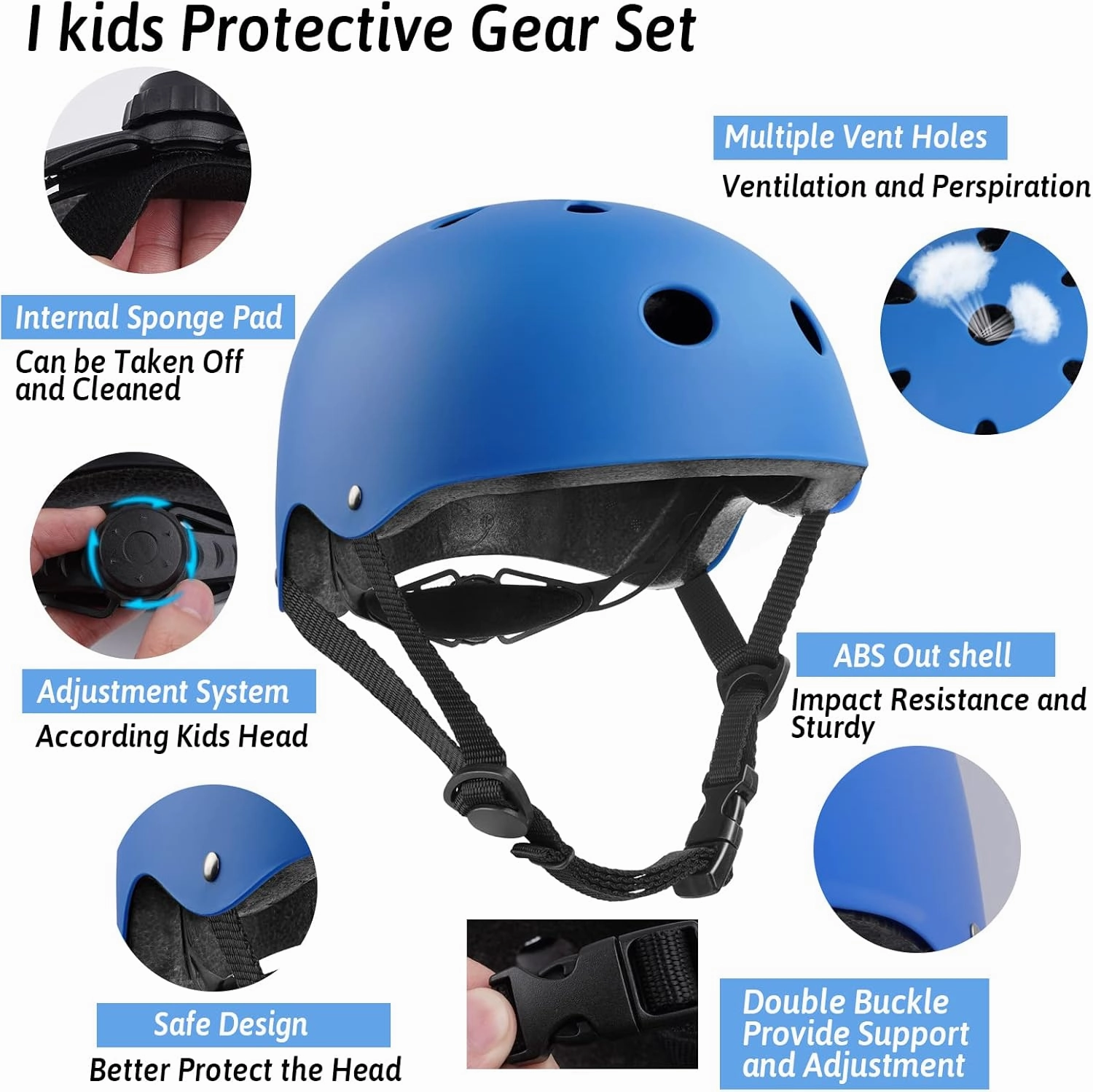 Youth & Kids Rider Helmet and Knee Pads Elbow Pads Wrist Guards Protective Gear Set for 3 -15 Years Child Roller Skating, Scooters, Biking, Inline Skating and Outdoor Extreme Multi-Sports