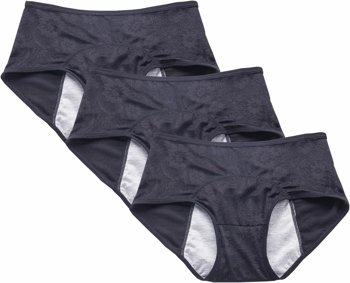 YOYI FASHION Women Menstrual Period Briefs Jacquard Easy Clean Panties US Size XXS-5XL/12