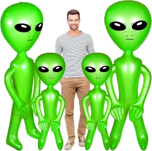 Zhanmai 4-Piece Green Giant Inflatable Alien Toy, 35/63 Inch, Leak Proof Technology, PVC, Party Decorations, Halloween, Birthday, Unisex