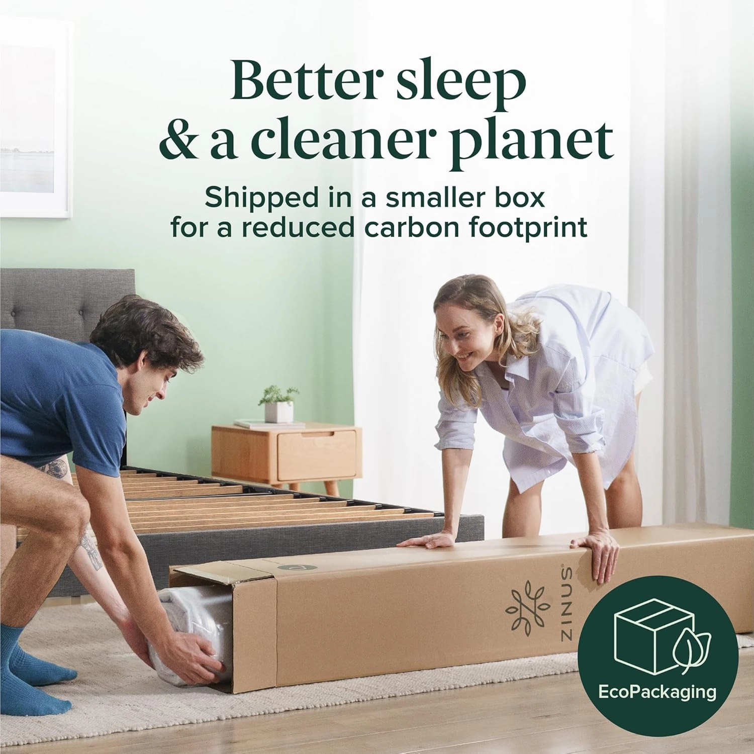 ZINUS 8 Inch Spring Sensation Hybrid Mattress [New Version], Full, Fiberglass Free, Medium Firmness, Durable Support, Certified Safe Foams & Fabric, Mattress in A Box